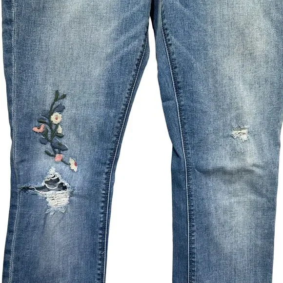 lucky brand lolita skinny jeans floral embroidered distressed raw hem Size 27 - Picture 2 of 6